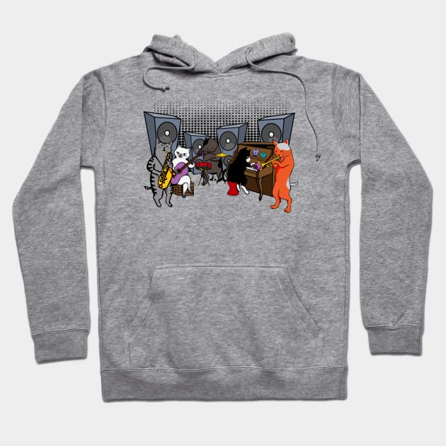 Rocking Cat Jazz Band Hoodie by LefTEE Designs